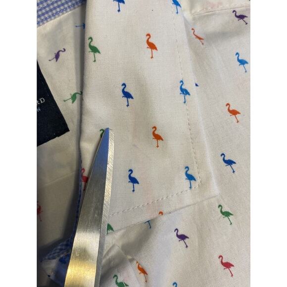Tailorbyrd Shirt Mens XXL White Flamingo AOP Button Up Flip Cuff Office Party - Picture 5 of 13